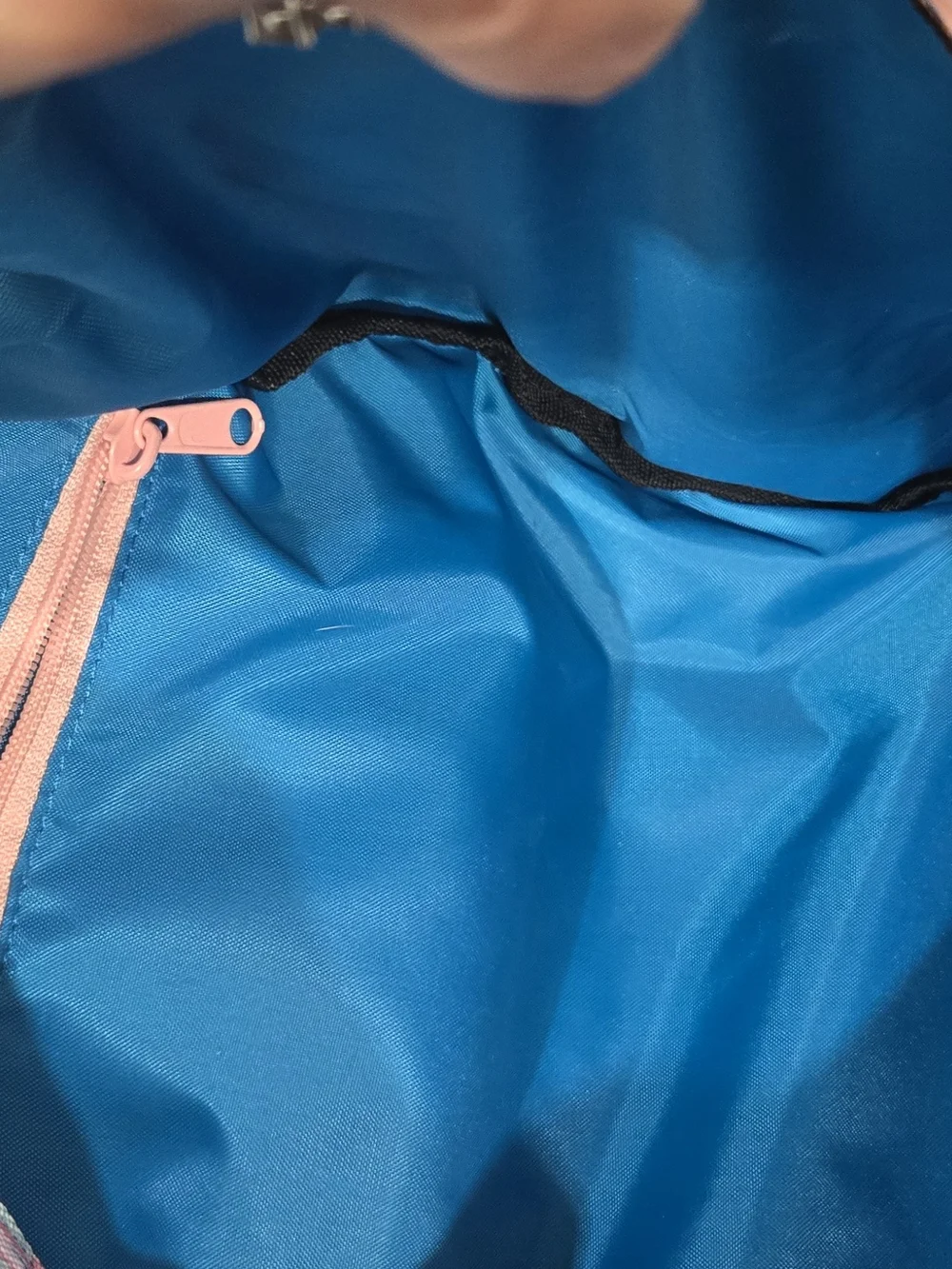 KAVU Blue Pink Patterned Rope Sling Bag